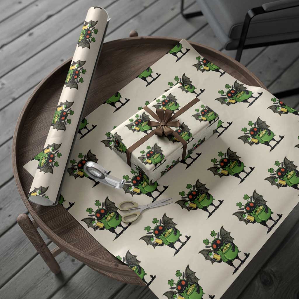Funny Mothman Wrapping Paper Roll St Patricks Day Cryptid Gift TS12 Beige Print Your Wear
