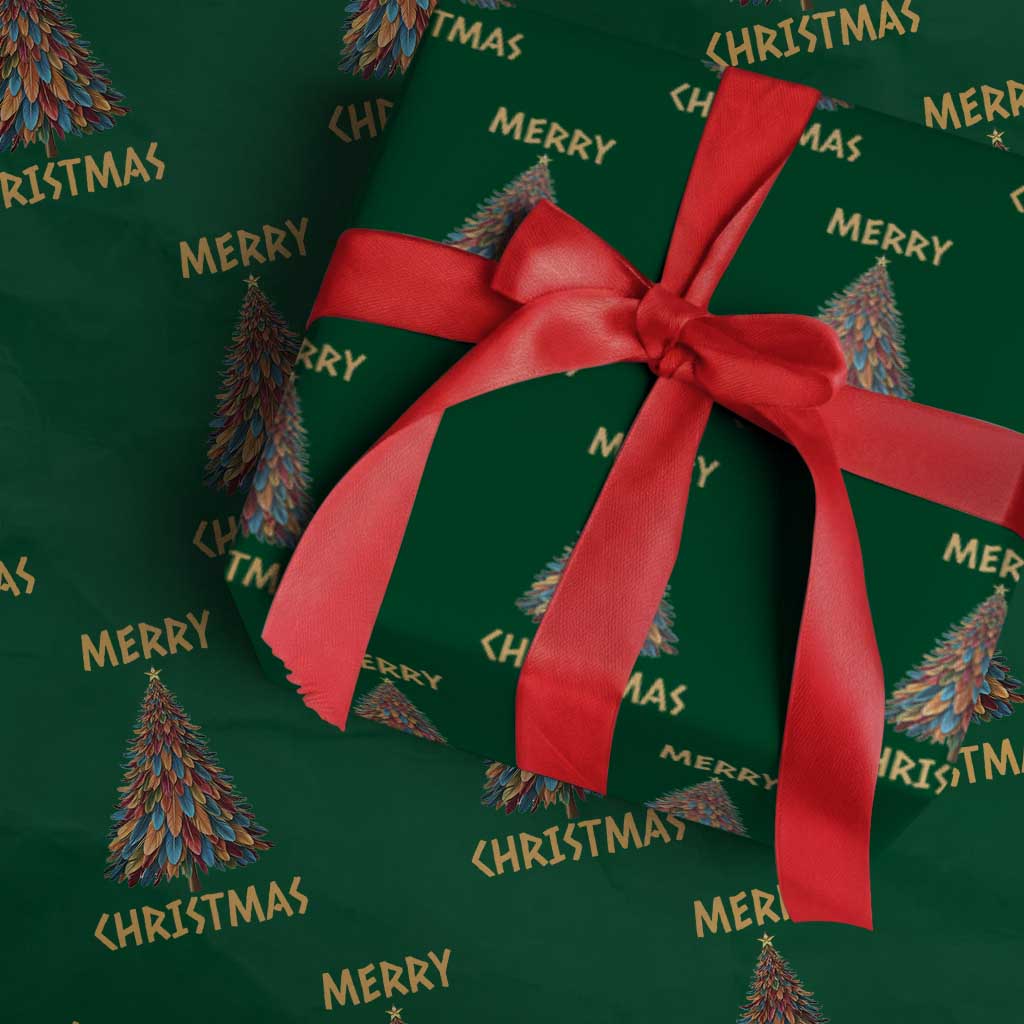 Funny Native American Eagle Feather Christmas Tree Wrapping Paper Roll TS11 Green Print Your Wear