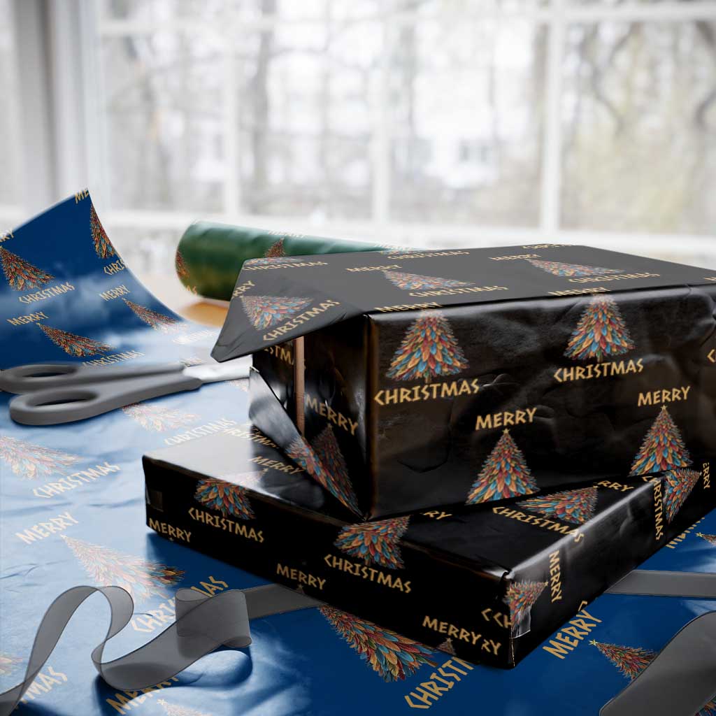 Funny Native American Eagle Feather Christmas Tree Wrapping Paper Roll TS11 Black Print Your Wear