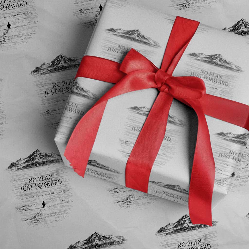 Funny Nihilist Penguin Hiking Wrapping Paper Roll No Plan Just Forward TS14 White Print Your Wear