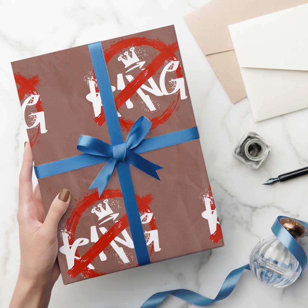 Funny No King Graffiti Style Crown Wrapping Paper Roll TS11 Mocha Print Your Wear