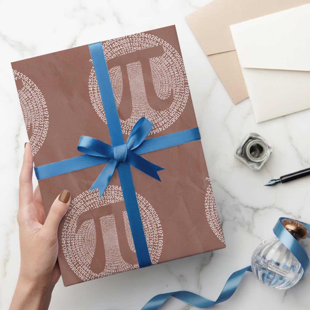 Funny Number Pi Wrapping Paper Roll Pi 3.14 Pi Number Symbol Math Science Gift TS02 Mocha Print Your Wear