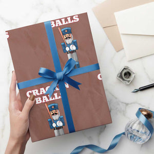 Funny Nutcracker Baseball Wrapping Paper Roll Crackin' Balls Baseball Players TS11 Mocha Print Your Wear
