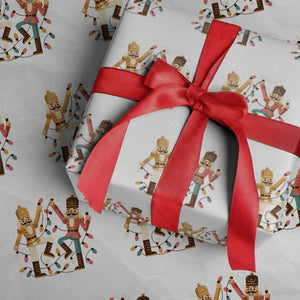 Funny Nutcracker Christmas Wrapping Paper Roll Let Us Get Crackin TS14 White Print Your Wear