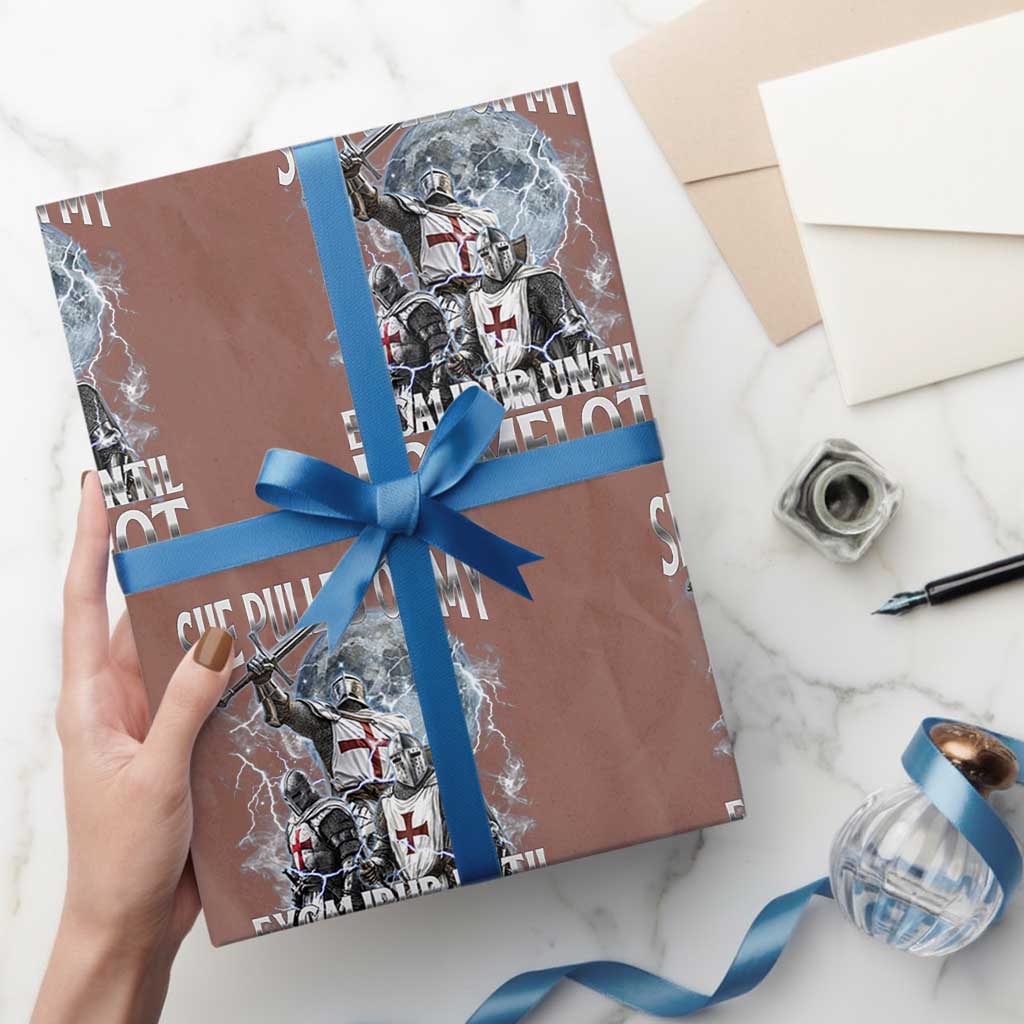 Funny Offensive Knight Meme Wrapping Paper Roll She Pulled On My Excalibur Bootleg TS10 Mocha Print Your Wear