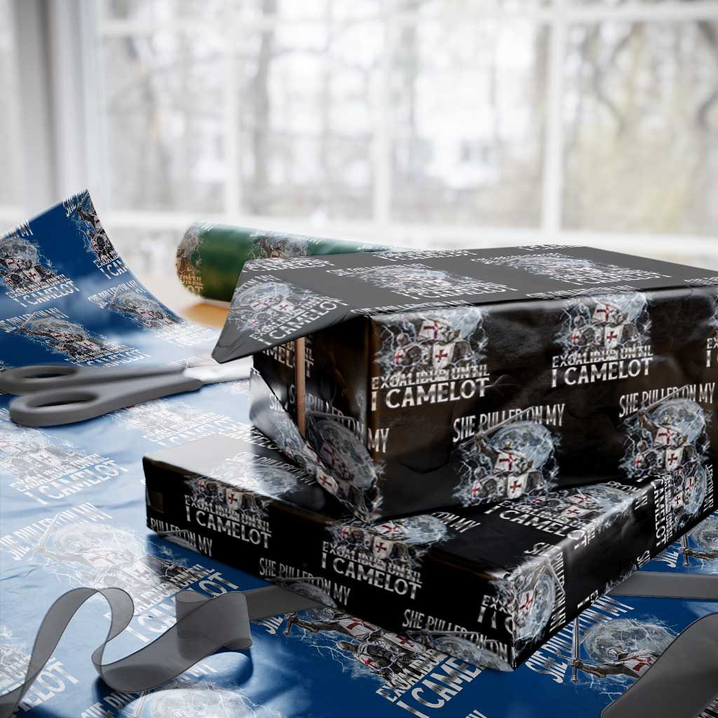 Funny Offensive Knight Meme Wrapping Paper Roll She Pulled On My Excalibur Bootleg TS10 Black Print Your Wear