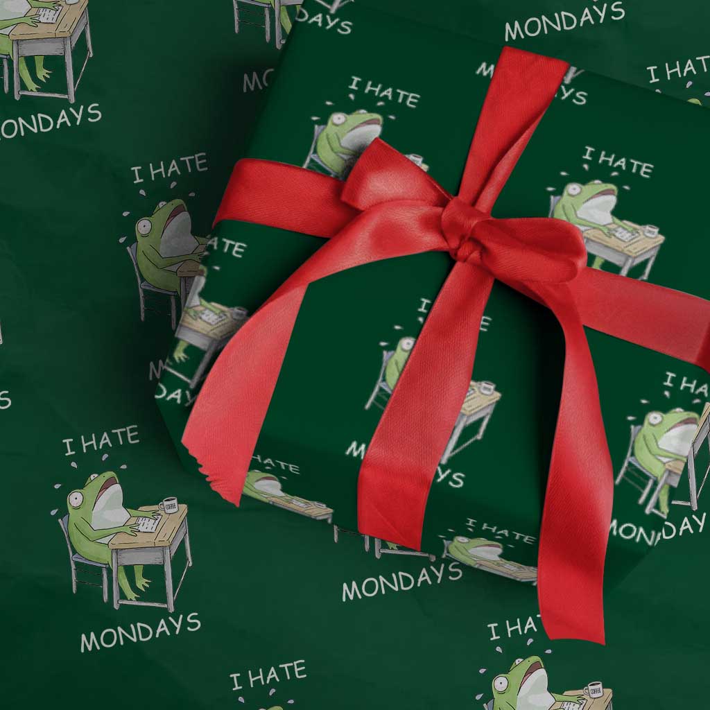 Funny Office Frog Wrapping Paper Roll I Hate Mondays TS12 Green Print Your Wear