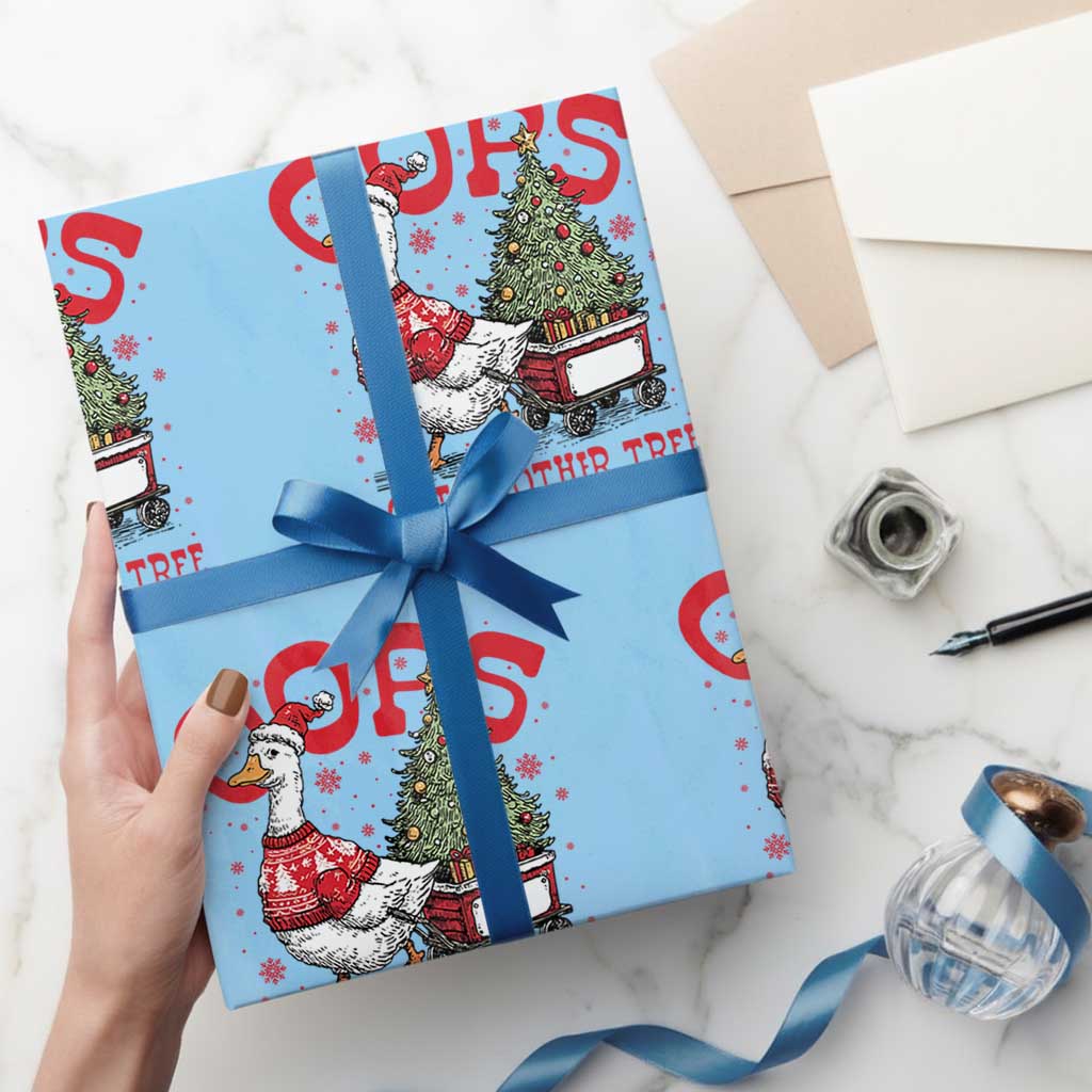 Funny Oops I Got Another Tree Funny Christmas Goose Wrapping Paper Roll TS11 Light Blue Print Your Wear