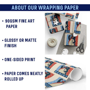 Funny Penguin Resist Graphic Wrapping Paper Roll Resist Protest Against Tariffs TS02 Print Your Wear