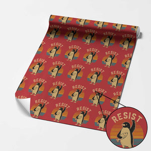 Funny Penguin Resist Wrapping Paper Roll Against Tariffs Retro Vintage TS02 Red Print Your Wear