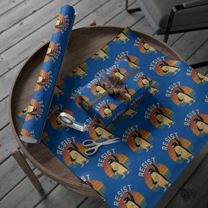 Funny Penguin Resist Wrapping Paper Roll Against Tariffs Retro Vintage TS02 Blue Print Your Wear