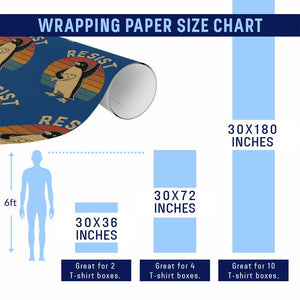 Funny Penguin Resist Wrapping Paper Roll Against Tariffs Retro Vintage TS02 Print Your Wear