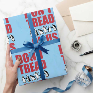 Funny Penguins Resist Protest Wrapping Paper Roll Don't Tread On Us TS14 Light Blue Print Your Wear