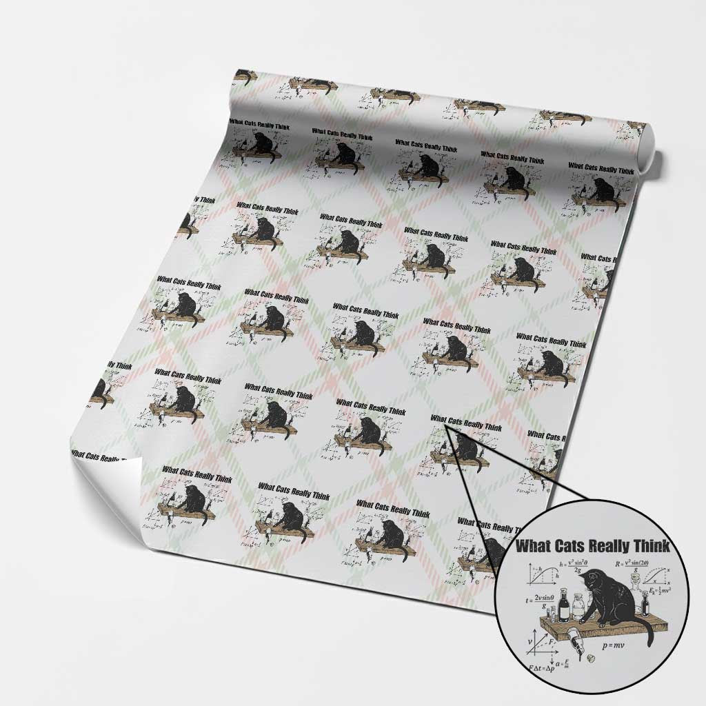 Funny Physics Cat Meme Wrapping Paper Roll What Cats Really Think TS12 Christmas Plaid Print Your Wear