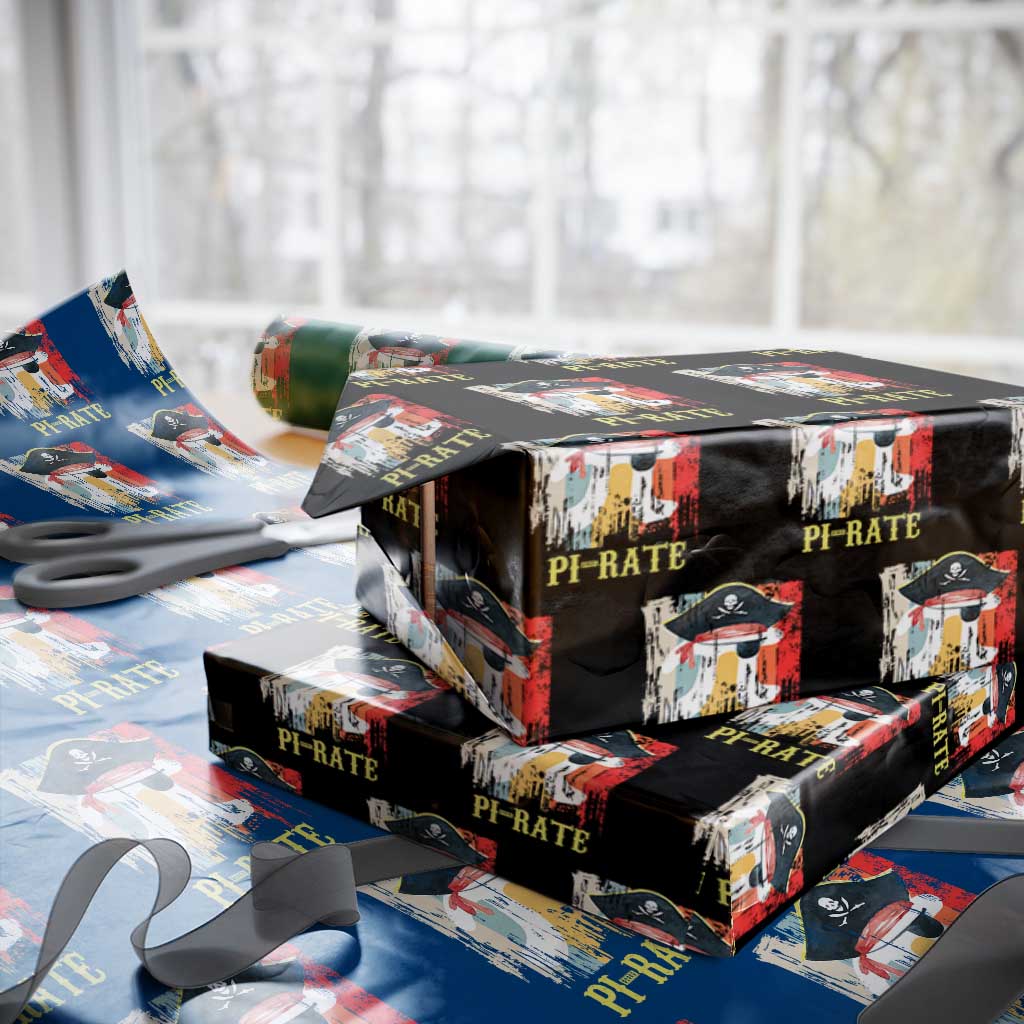 Funny Pi-rate Wrapping Paper Roll Pi Day Math Geek Pirate Lover TS02 Black Print Your Wear