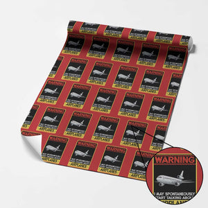 Funny Pilot Wrapping Paper Roll Warning May Spontaneously Talk About Airplanes TS14 Red Print Your Wear