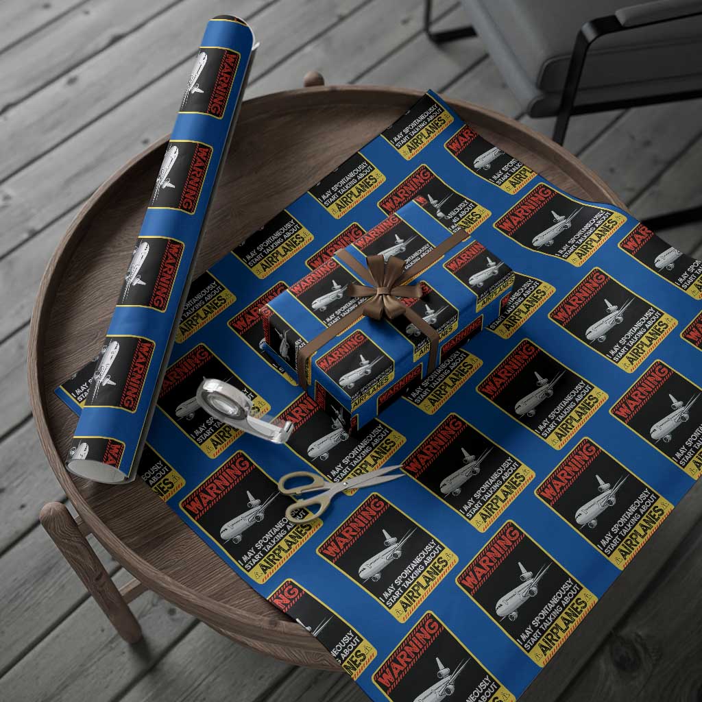 Funny Pilot Wrapping Paper Roll Warning May Spontaneously Talk About Airplanes TS14 Blue Print Your Wear
