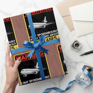 Funny Pilot Wrapping Paper Roll Warning May Spontaneously Talk About Airplanes TS14 Mocha Print Your Wear