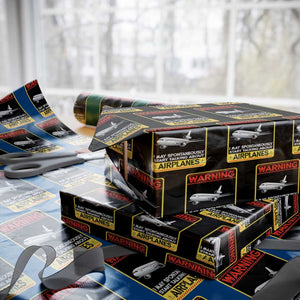 Funny Pilot Wrapping Paper Roll Warning May Spontaneously Talk About Airplanes TS14 Black Print Your Wear
