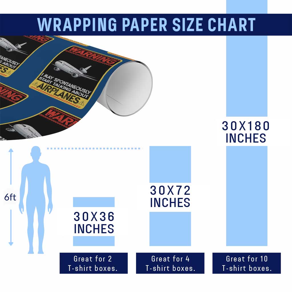 Funny Pilot Wrapping Paper Roll Warning May Spontaneously Talk About Airplanes TS14 Print Your Wear