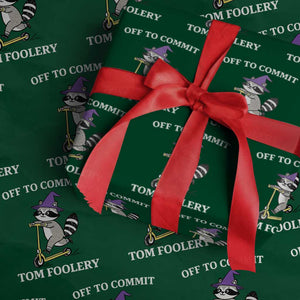 Funny Raccoon Scooter Meme Wrapping Paper Roll Off To Commit Tom Foolery TS14 Green Print Your Wear