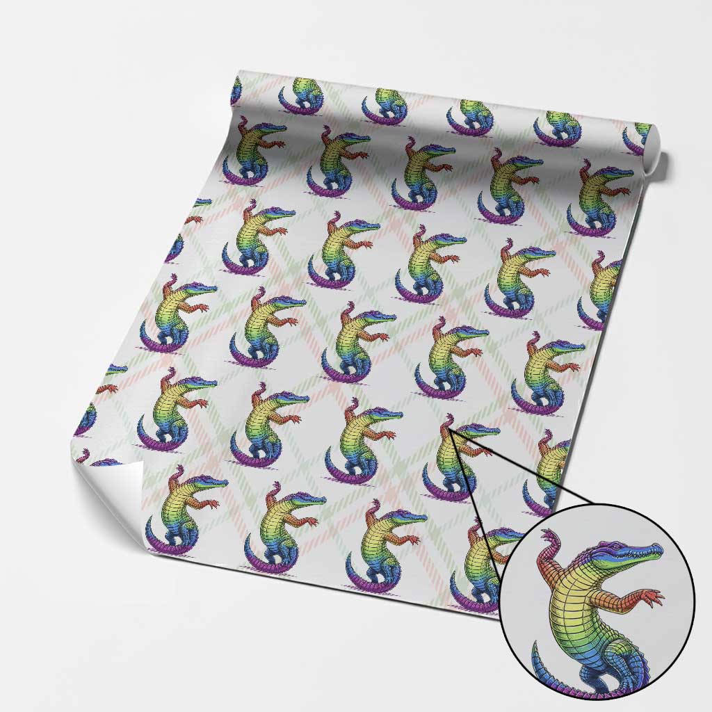Funny Rainbow Gator LGBTQ Pride Support Wrapping Paper Roll TS12 Christmas Plaid Print Your Wear