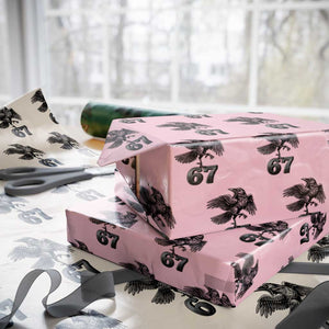 Funny Raven Brainrot Six Seven Meme Gift Wrapping Paper Roll TS12 Light Pink Print Your Wear