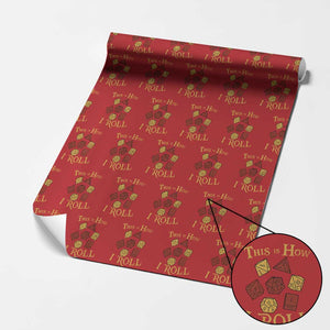 Funny RPG Tabletop Dice Wrapping Paper Roll This Is How I Roll Vintage D20 TS11 Red Print Your Wear