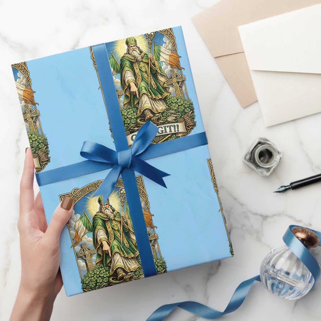 Funny Saint Patrick Go'n Git Snake Wrapping Paper Roll St Patricks Day TS12 Light Blue Print Your Wear