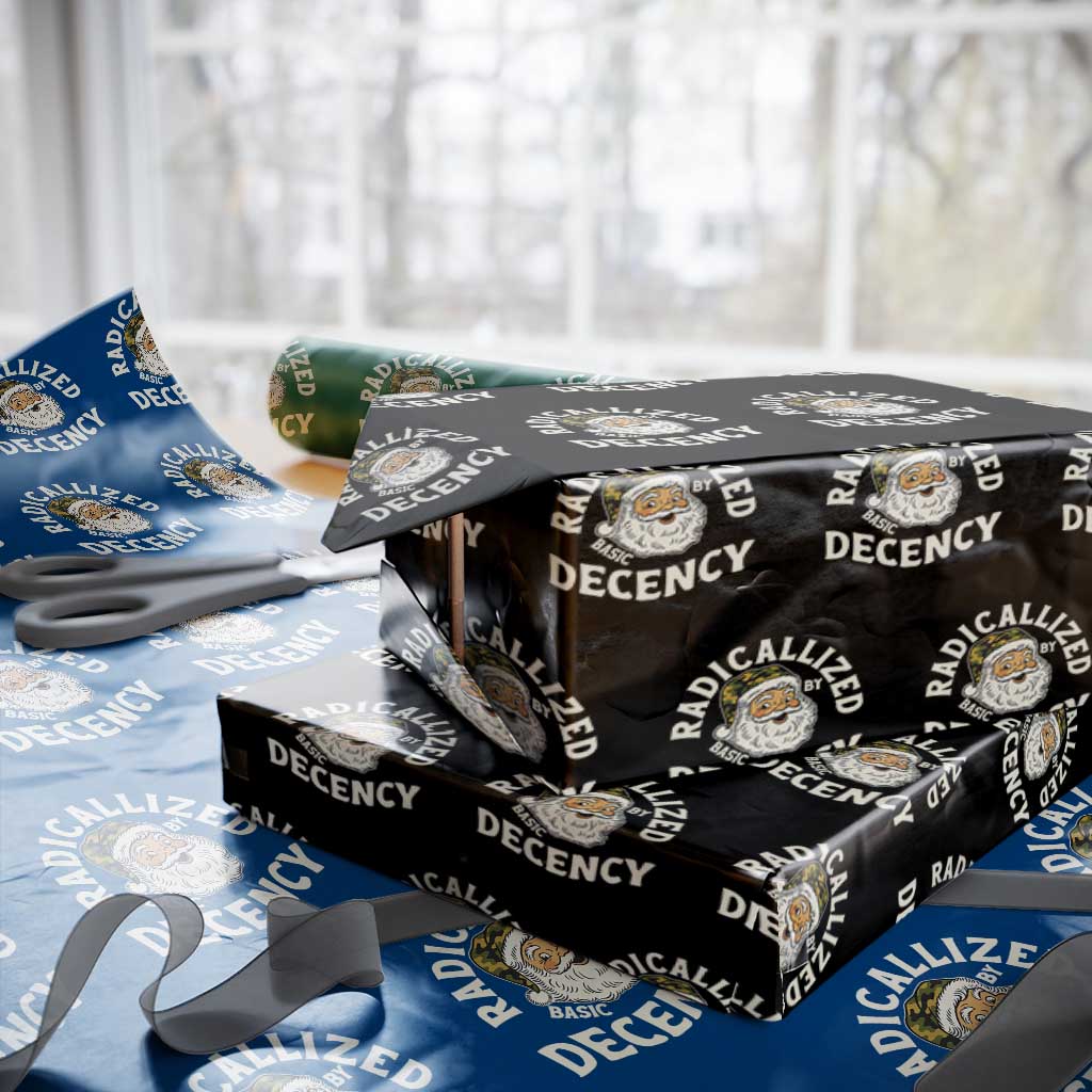 Funny Santa Camo Christmas Wrapping Paper Roll Radicalized By Basic Decency TS14 Black Print Your Wear