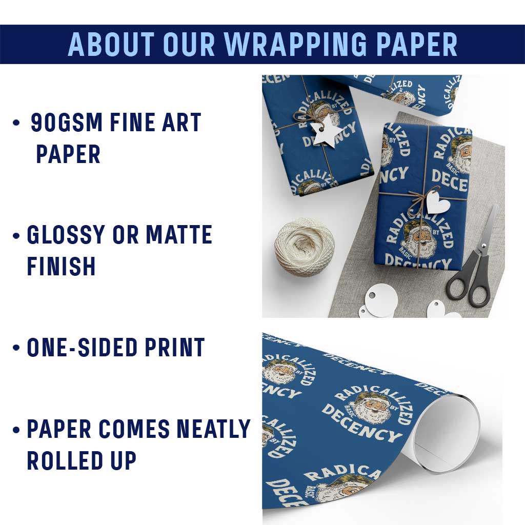 Funny Santa Camo Christmas Wrapping Paper Roll Radicalized By Basic Decency TS14 Print Your Wear