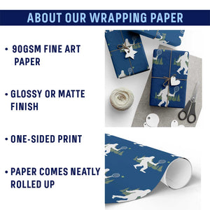 Funny Sasquatch Tennis Player Wrapping Paper Roll Folklore Cryptid Gift TS12 Print Your Wear