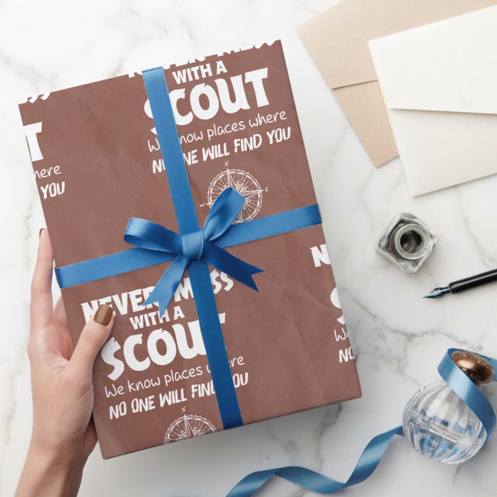 Funny Scout Wrapping Paper Roll Never Mess With A Scout Compass TS02 Mocha Print Your Wear