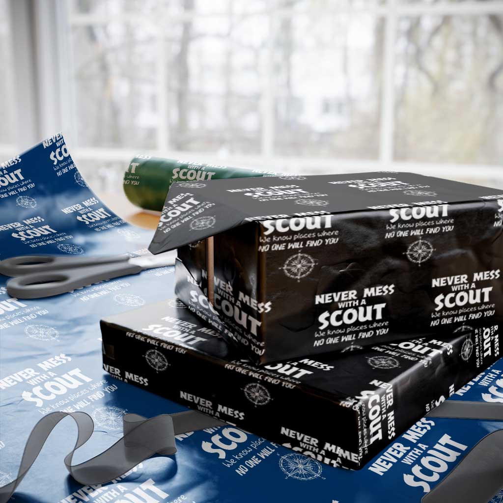 Funny Scout Wrapping Paper Roll Never Mess With A Scout Compass TS02 Black Print Your Wear
