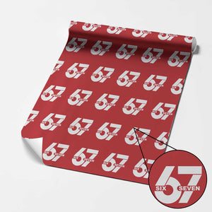 Funny Six Seven 67 Meme Wrapping Paper Roll Bold Graphic TS02 Red Print Your Wear