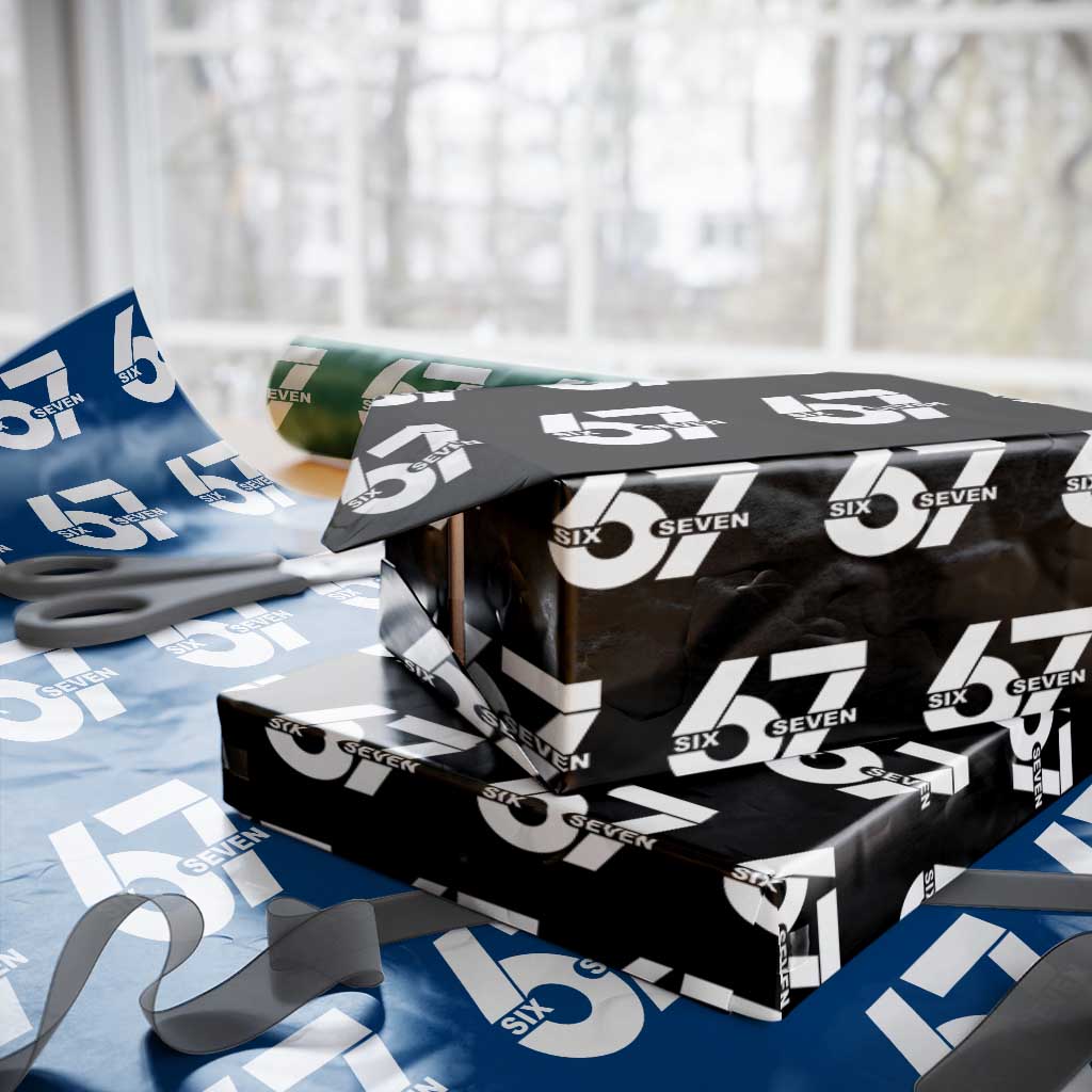 Funny Six Seven 67 Meme Wrapping Paper Roll Bold Graphic TS02 Black Print Your Wear