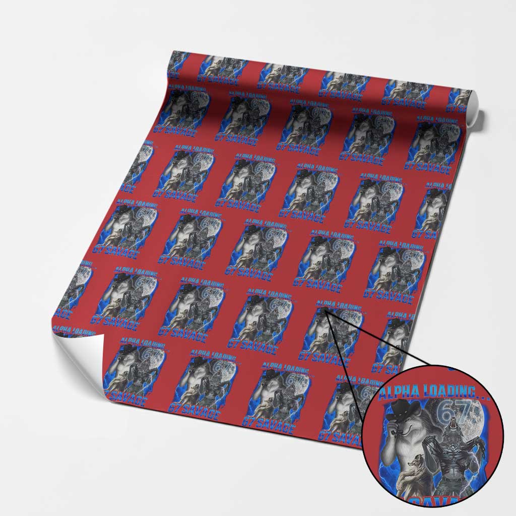 Funny Six Seven Alpha Wolf Wrapping Paper Roll Alpha Loading 67 Savage Wolves Moon Meme TS11 Red Print Your Wear