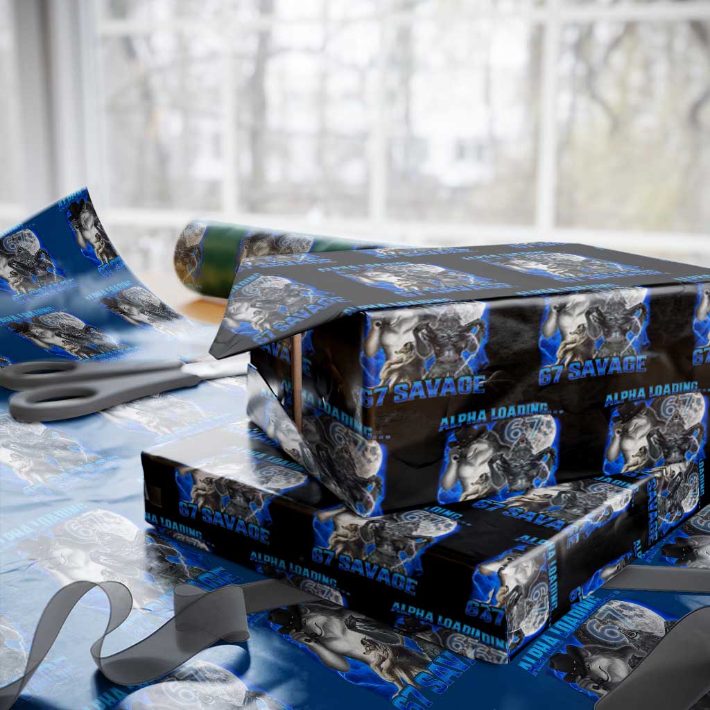 Funny Six Seven Alpha Wolf Wrapping Paper Roll Alpha Loading 67 Savage Wolves Moon Meme TS11 Black Print Your Wear