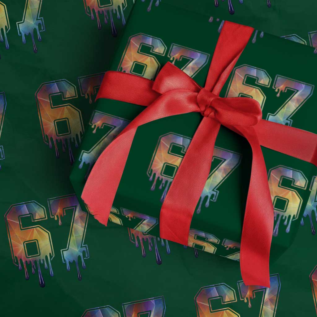Funny Six Seven Prism Effect Printed Meme Wrapping Paper Roll TS12 Green Print Your Wear
