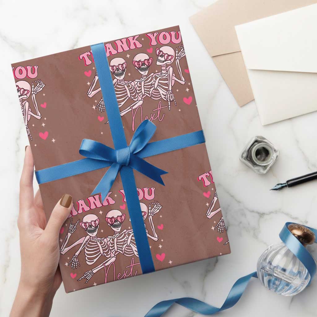 Funny Skeleton Anti Valentines Wrapping Paper Roll TS14 Mocha Print Your Wear