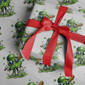 Funny St Patricks Day Clover Baseball Player Gift Wrapping Paper Roll TS12 White Print Your Wear