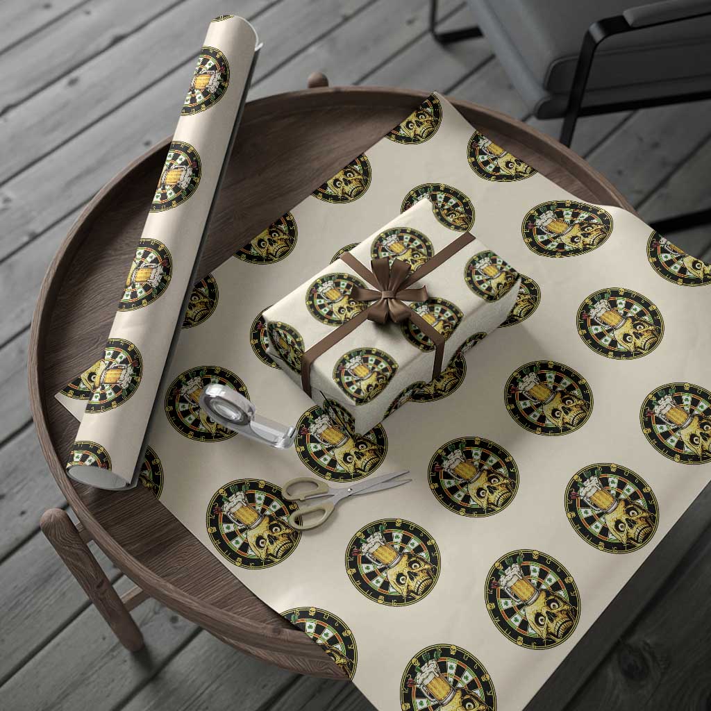 Funny St Patricks Day Skull Wrapping Paper Roll Darts Player Gift TS12 Beige Print Your Wear