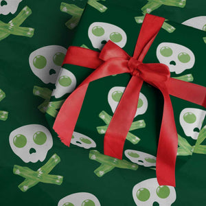 Funny St Patricks Day Wrapping Paper Roll Bacon & Eggs Skull & Crossbones TS10 Green Print Your Wear