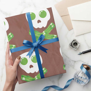Funny St Patricks Day Wrapping Paper Roll Bacon & Eggs Skull & Crossbones TS10 Mocha Print Your Wear