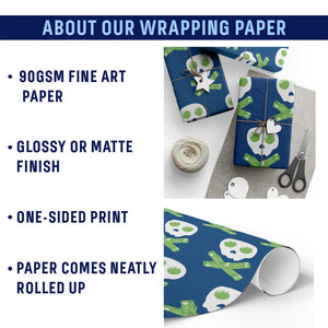 Funny St Patricks Day Wrapping Paper Roll Bacon & Eggs Skull & Crossbones TS10 Print Your Wear