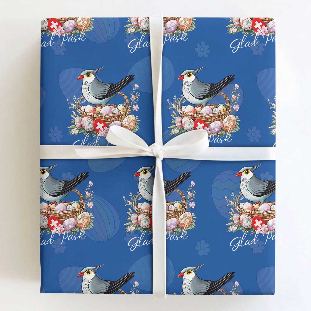 Funny Swedish Easter Day Wrapping Paper Roll Glad Pask Easter Eggs Cuckoo Bird TS11 Royal Blue Print Your Wear