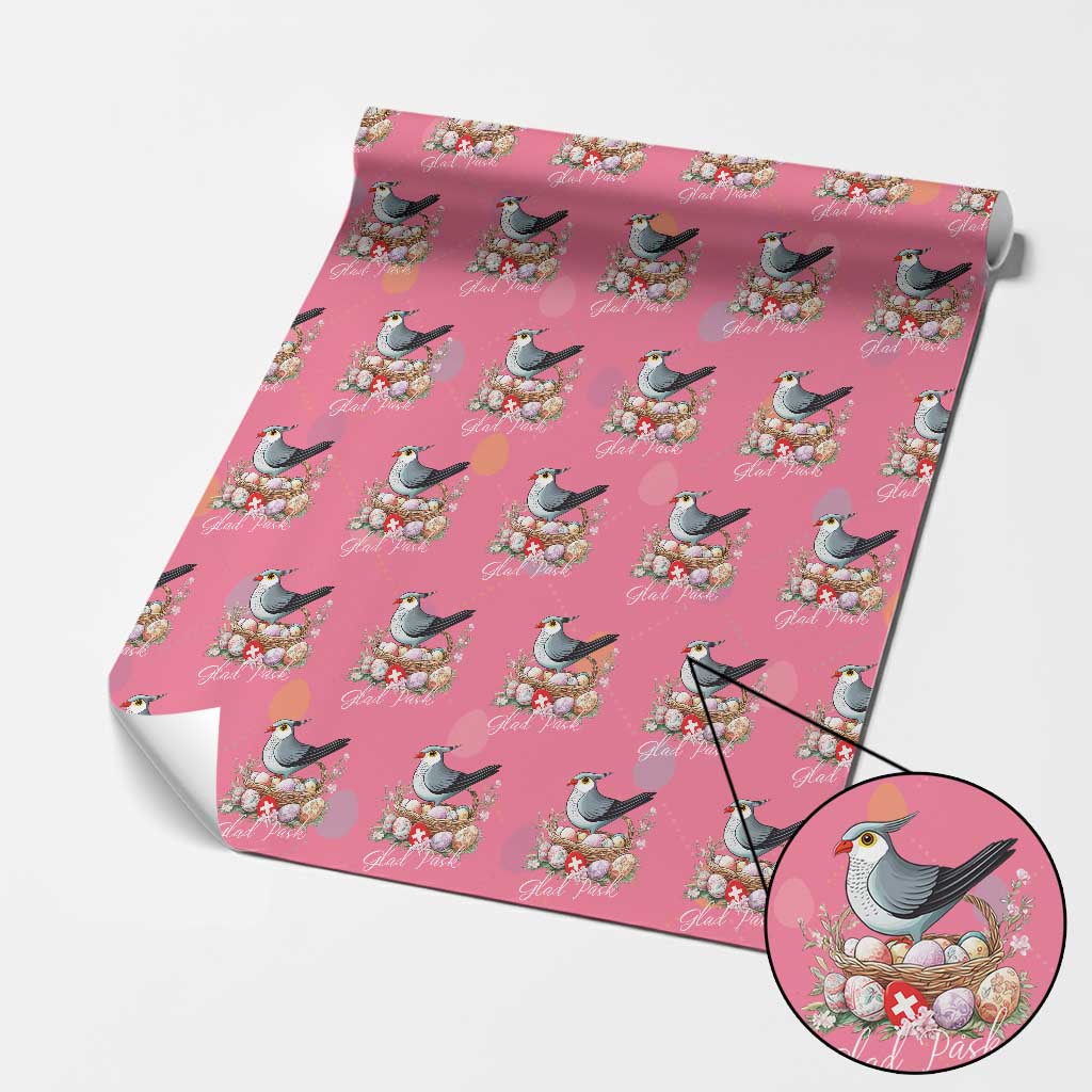 Funny Swedish Easter Day Wrapping Paper Roll Glad Pask Easter Eggs Cuckoo Bird TS11 Pink Print Your Wear