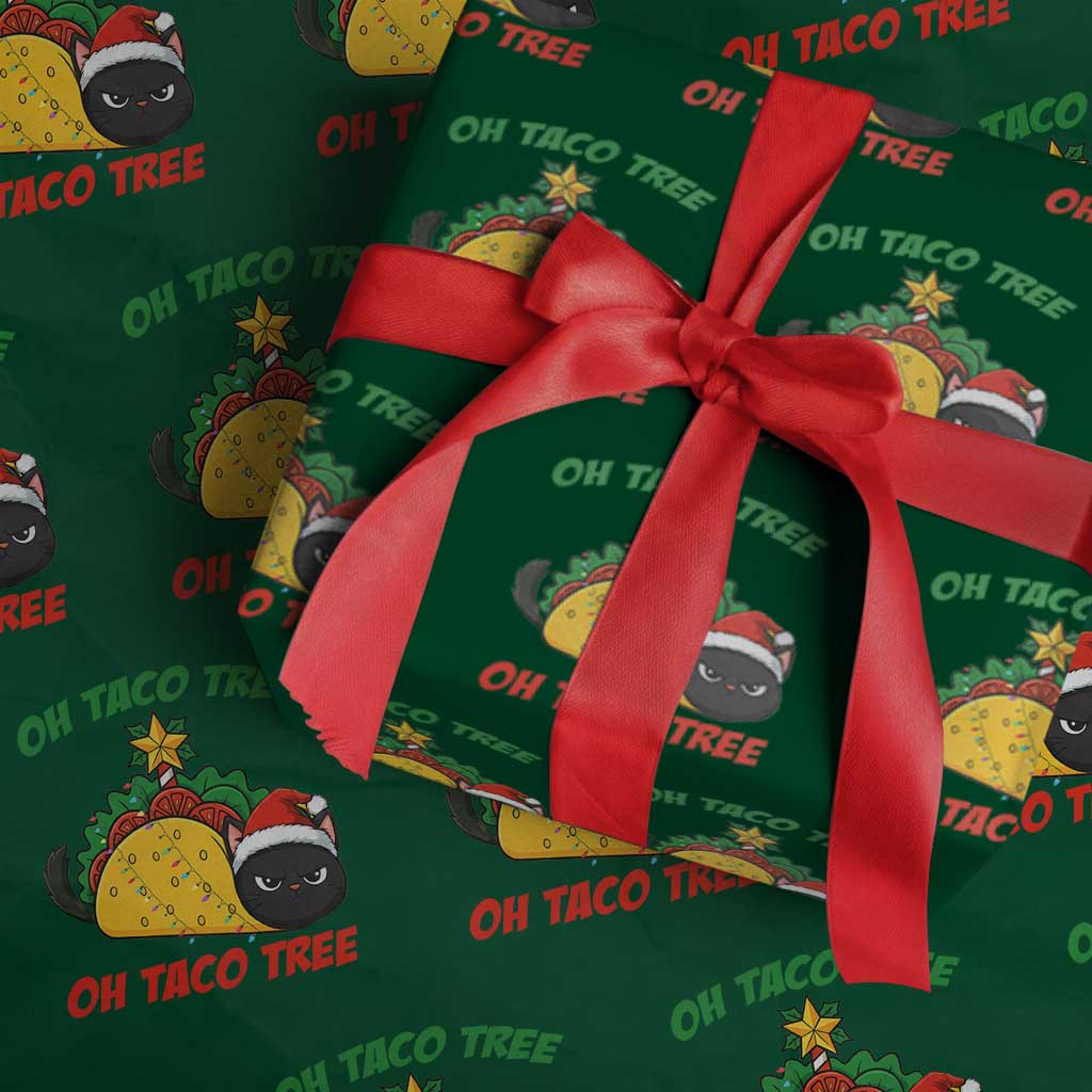 Funny Taco Cat Tree Christmas Wrapping Paper Roll TS14 Green Print Your Wear