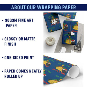 Funny Taco Cat Tree Christmas Wrapping Paper Roll TS14 Print Your Wear