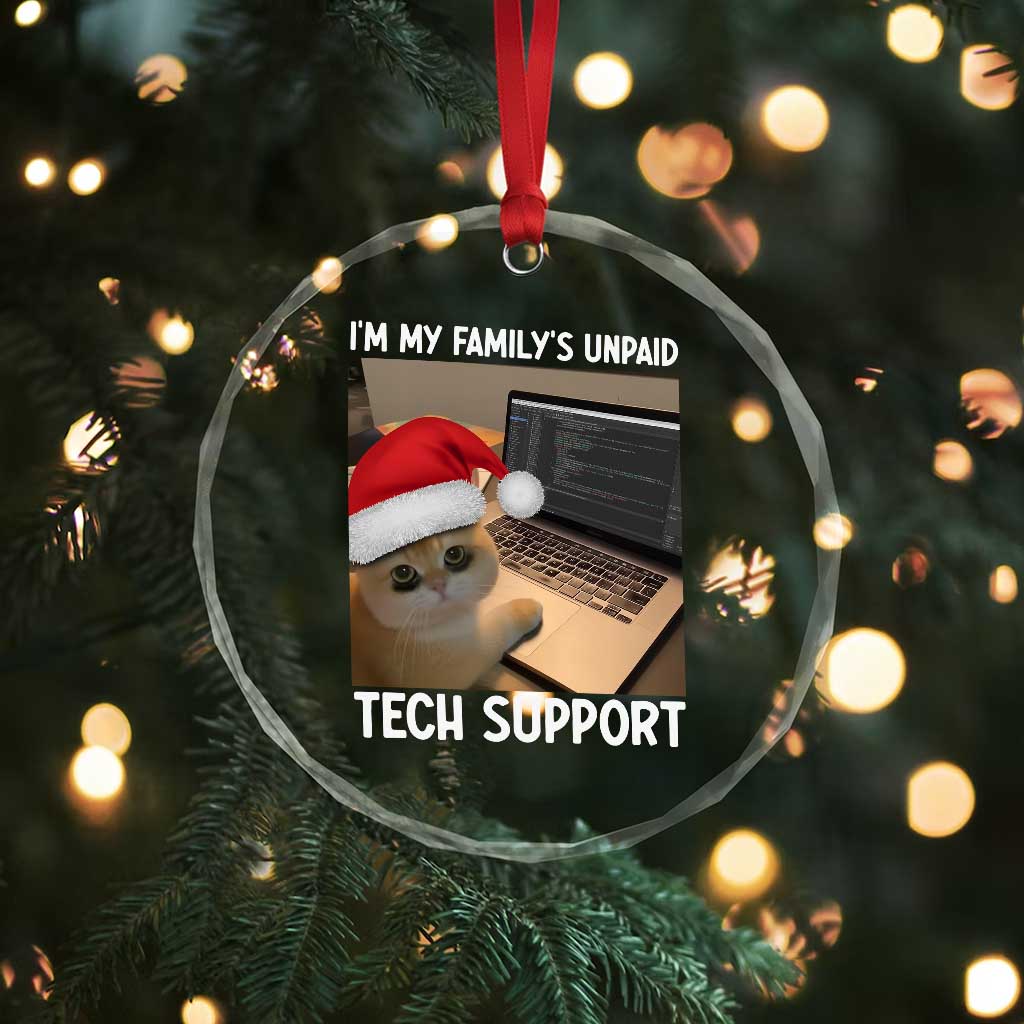 Funny Tech Support Cat Christmas Crystal Glass Ornament TS14 Print Your Wear